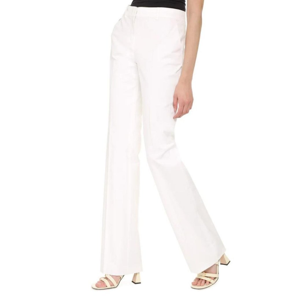 Max Mara Studio Armilla Cotton Gabardine Trousers White Size Us 6